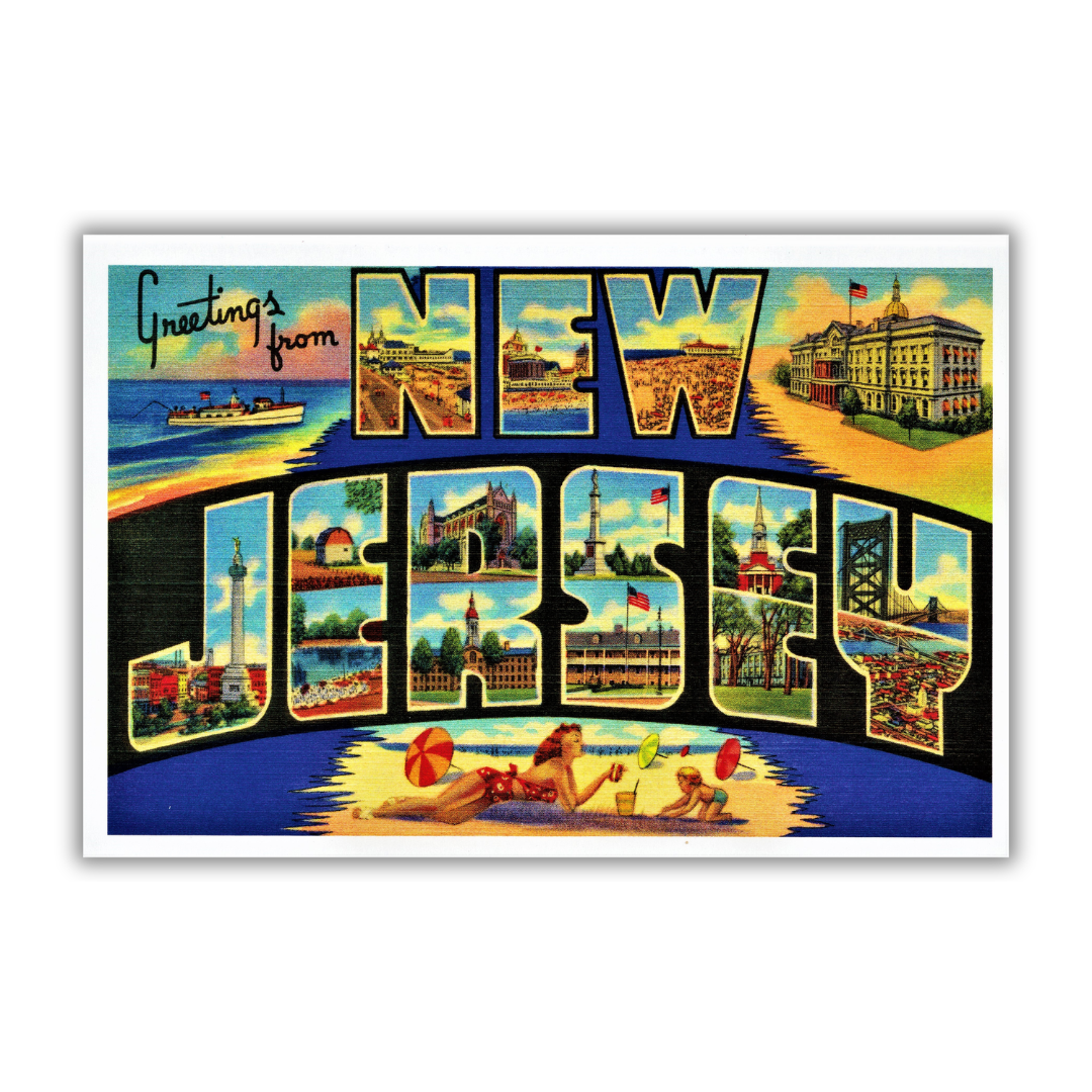 New Jersey Vintage Postcard Vinyl Sticker