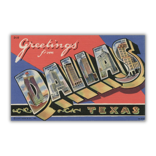 Dallas Texas Vintage Postcard Vinyl Sticker