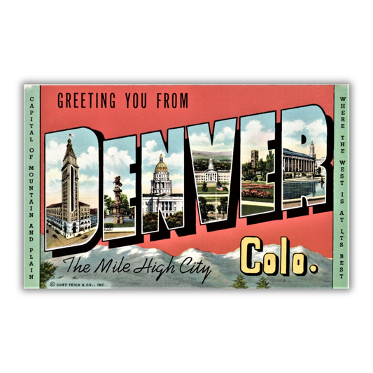 Denver Colorado Vintage Postcard Vinyl Sticker