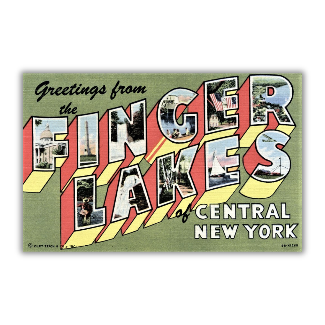 Finger Lakes New York Vintage Postcard Vinyl Sticker