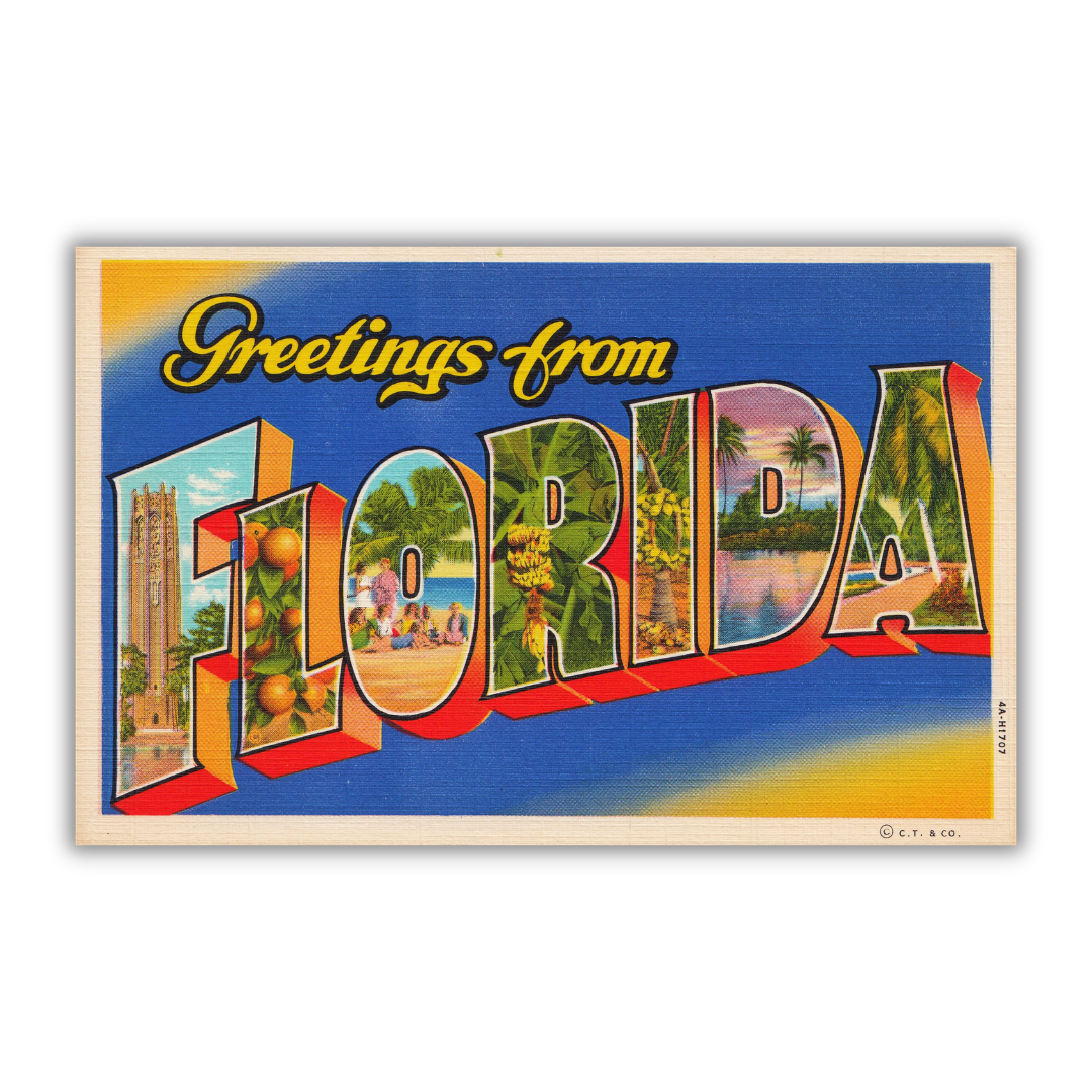 Florida Vintage Postcard Vinyl Sticker