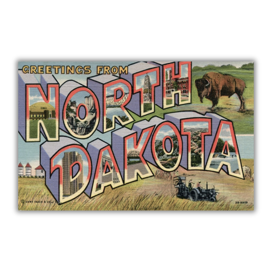 North Dakota Vintage Postcard Vinyl Sticker