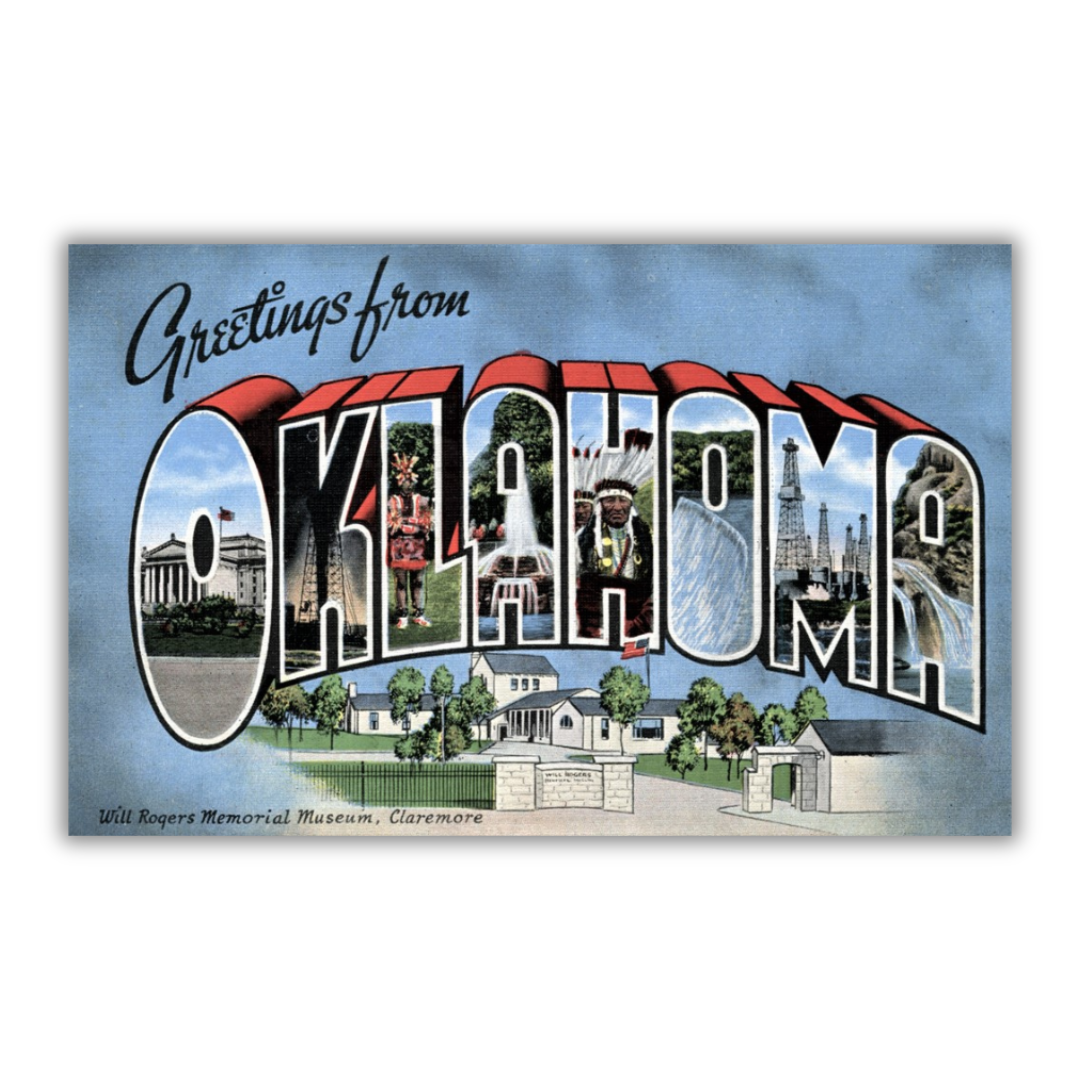 Oklahoma Vintage Postcard Vinyl Sticker