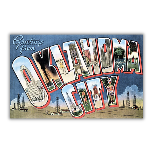 Oklahoma City Oklahoma Vintage Postcard Vinyl Sticker