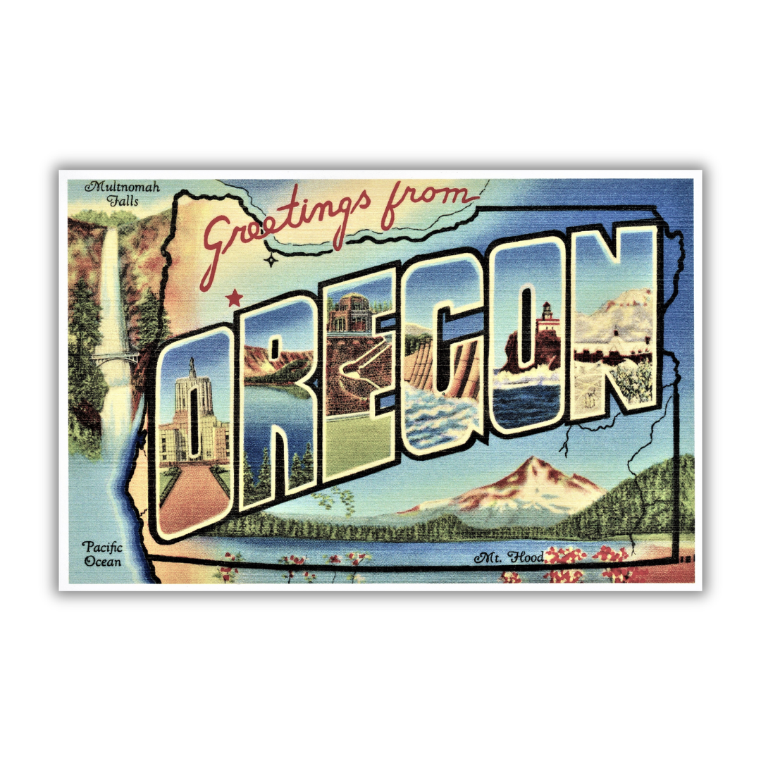 Oregon Vintage Postcard Vinyl Sticker