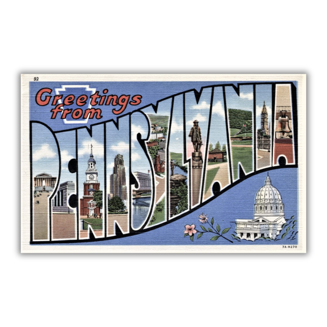 Pennsylvania Vintage Postcard Vinyl Sticker