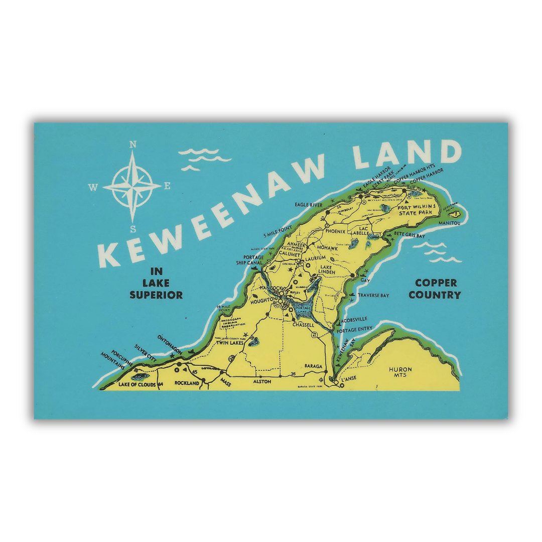 Keweenaw Michigan Vintage Postcard Vinyl Sticker