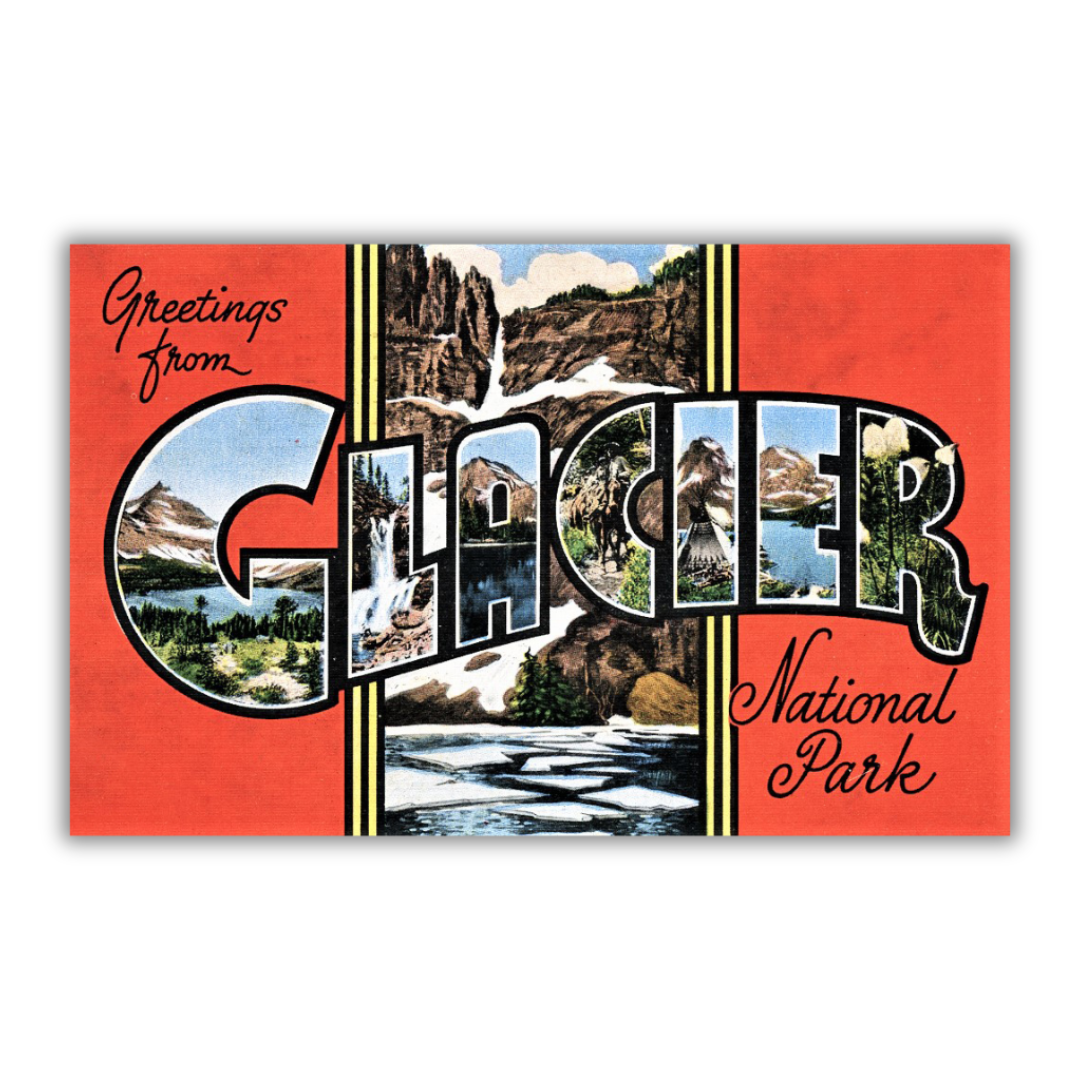 Glacier National Park Vintage Postcard Vinyl Sticker