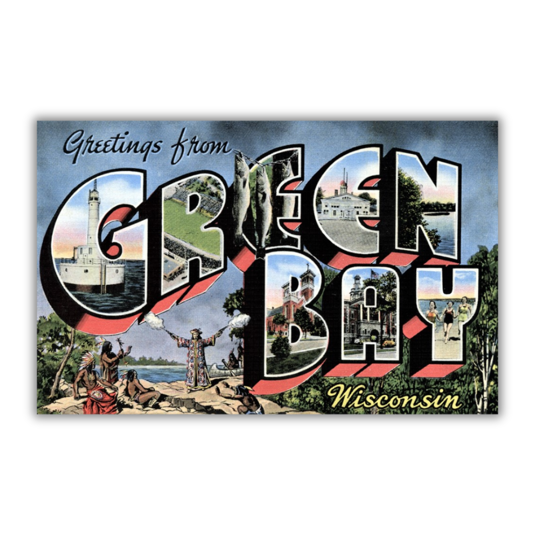 Green Bay Wisconsin Vintage Postcard Vinyl Sticker
