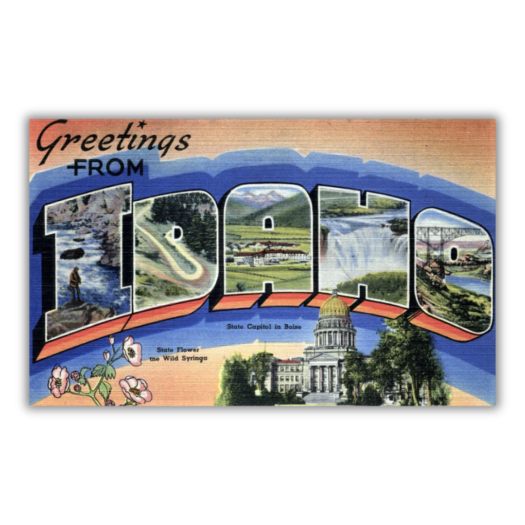Idaho Vintage Postcard Vinyl Sticker Design 2