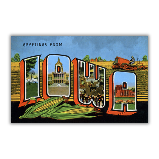 Iowa Vintage Postcard Vinyl Sticker