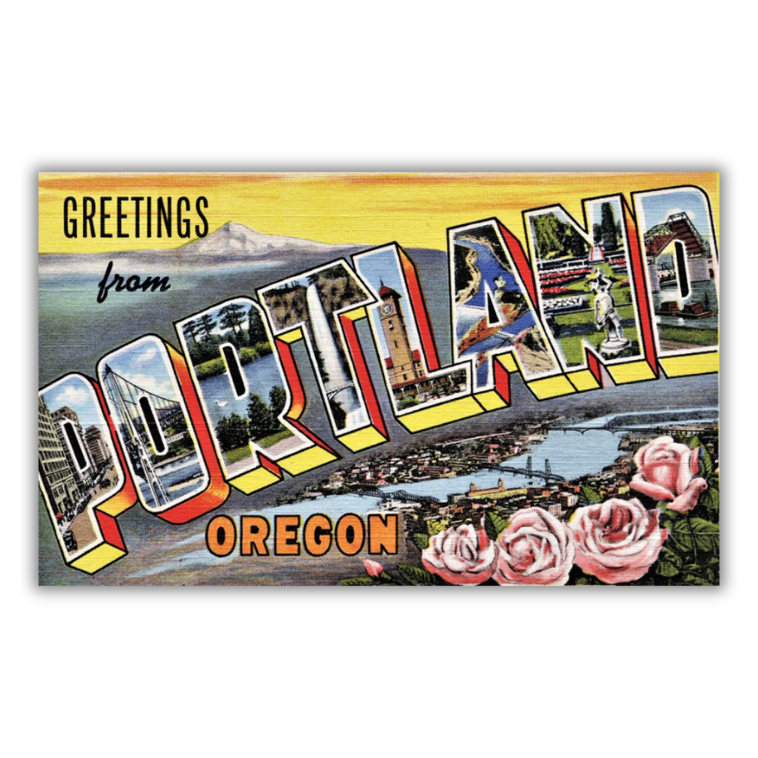Portland Oregon Vintage Postcard Vinyl Sticker