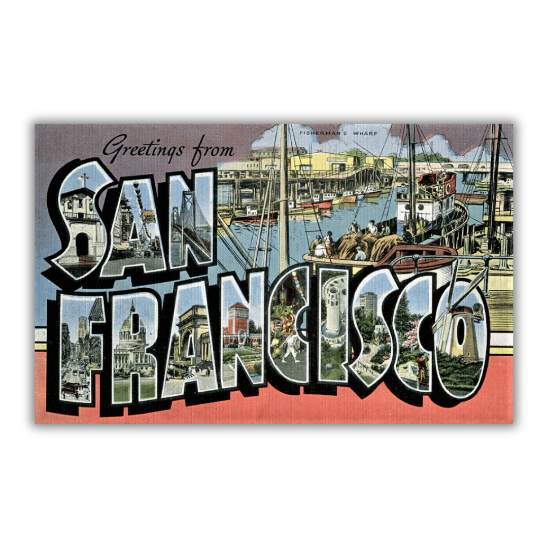 San Francisco California Vintage Postcard Vinyl Sticker
