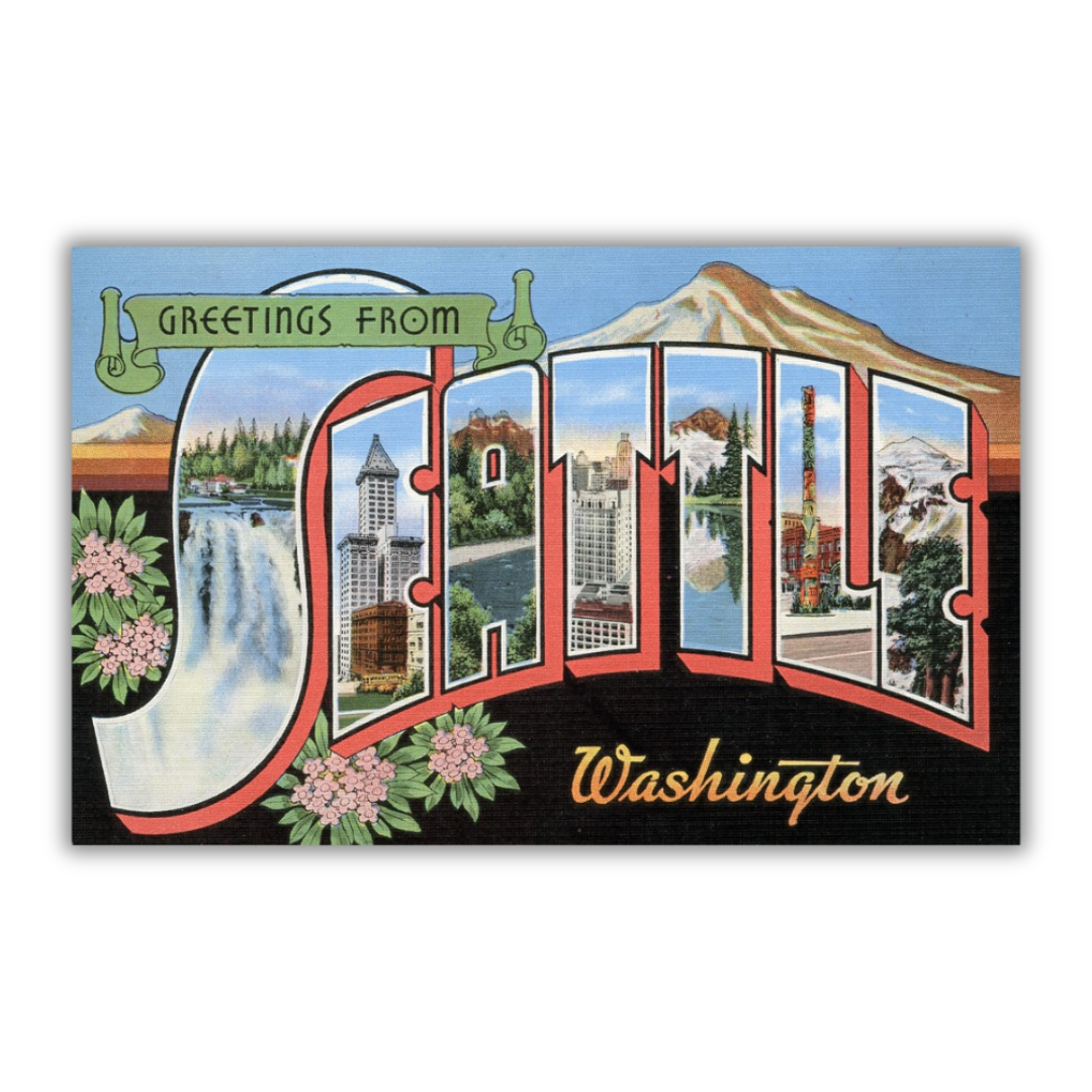 Seattle Washington Vintage Postcard Vinyl Sticker