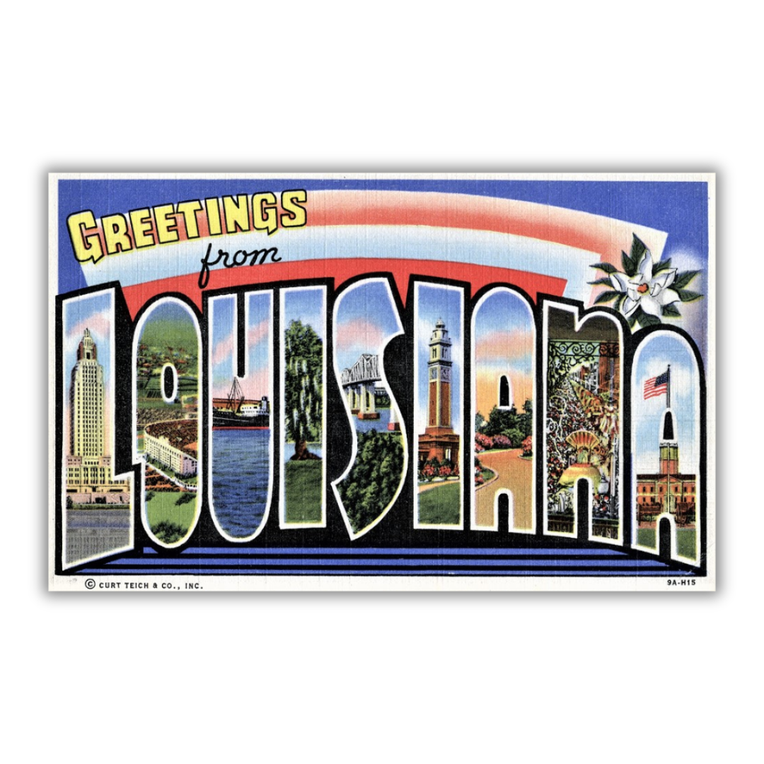 Louisiana Vintage Postcard Vinyl Sticker