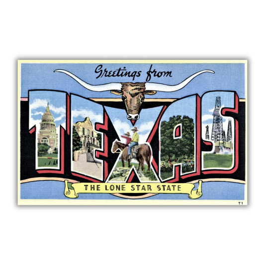 Texas Vintage Postcard Vinyl Sticker