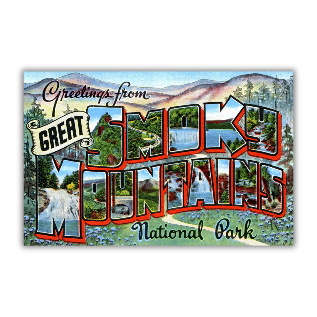 Great Smoky Mountains National Park Vintage Postcard Vinyl Sticker