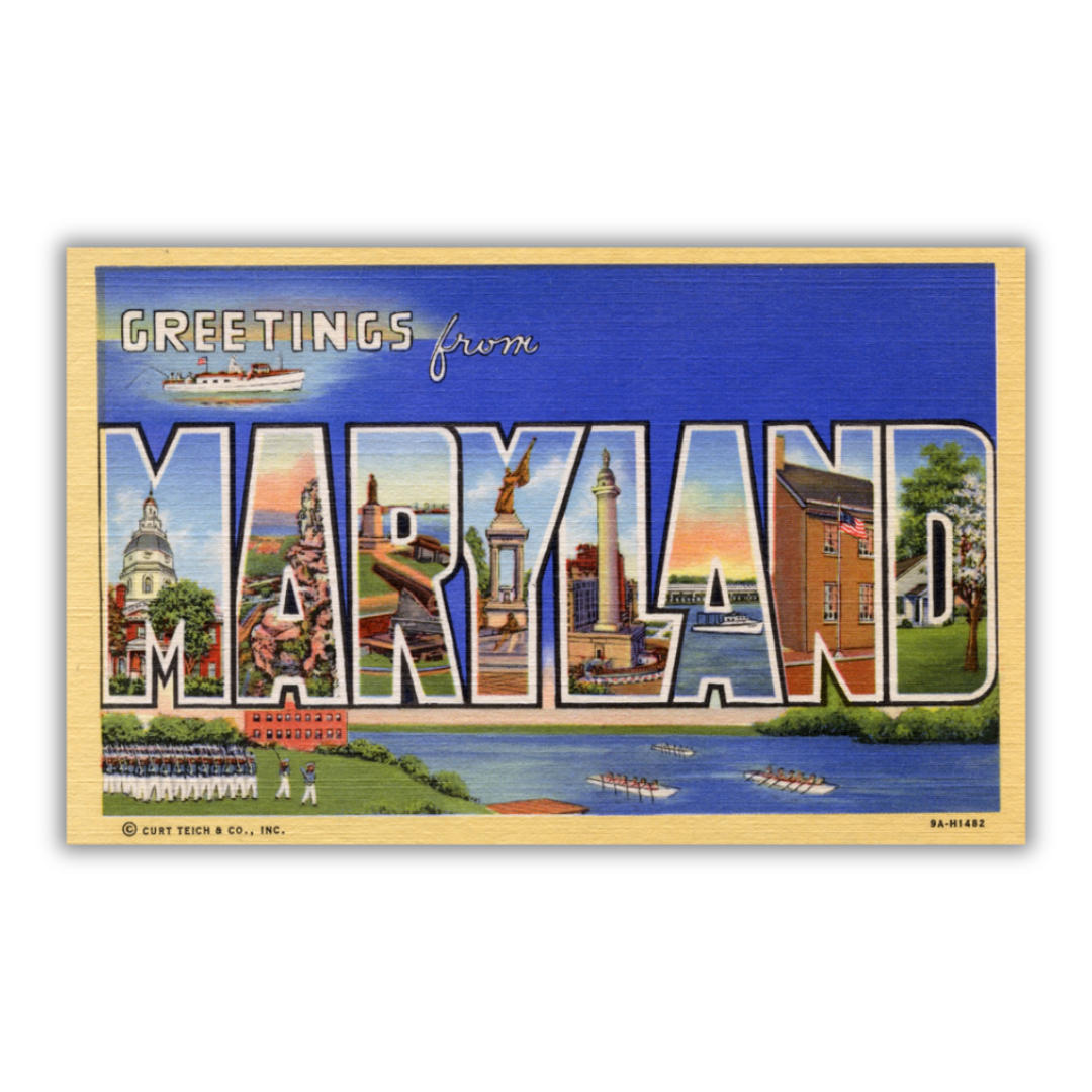Maryland Vintage Postcard Vinyl Sticker