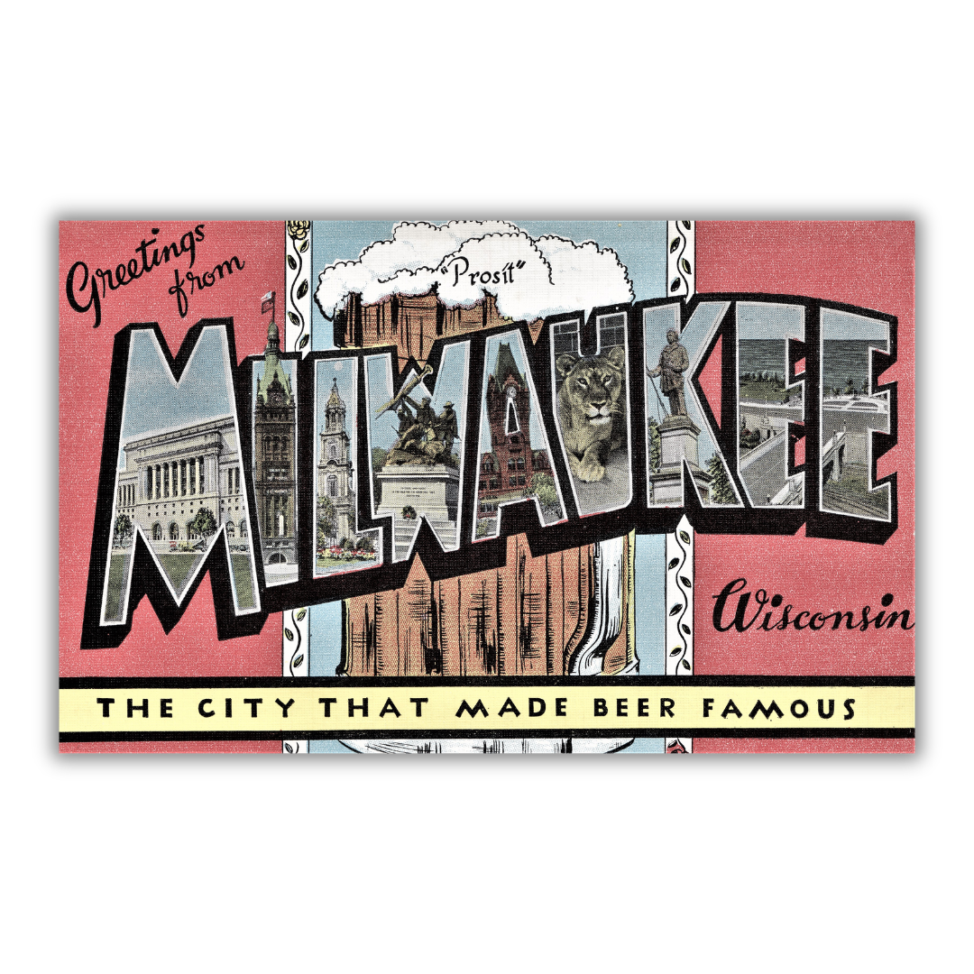 Milwaukee Wisconsin Vintage Postcard Vinyl Sticker
