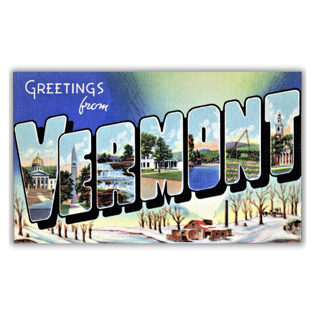 Vermont Vintage Postcard Vinyl Sticker