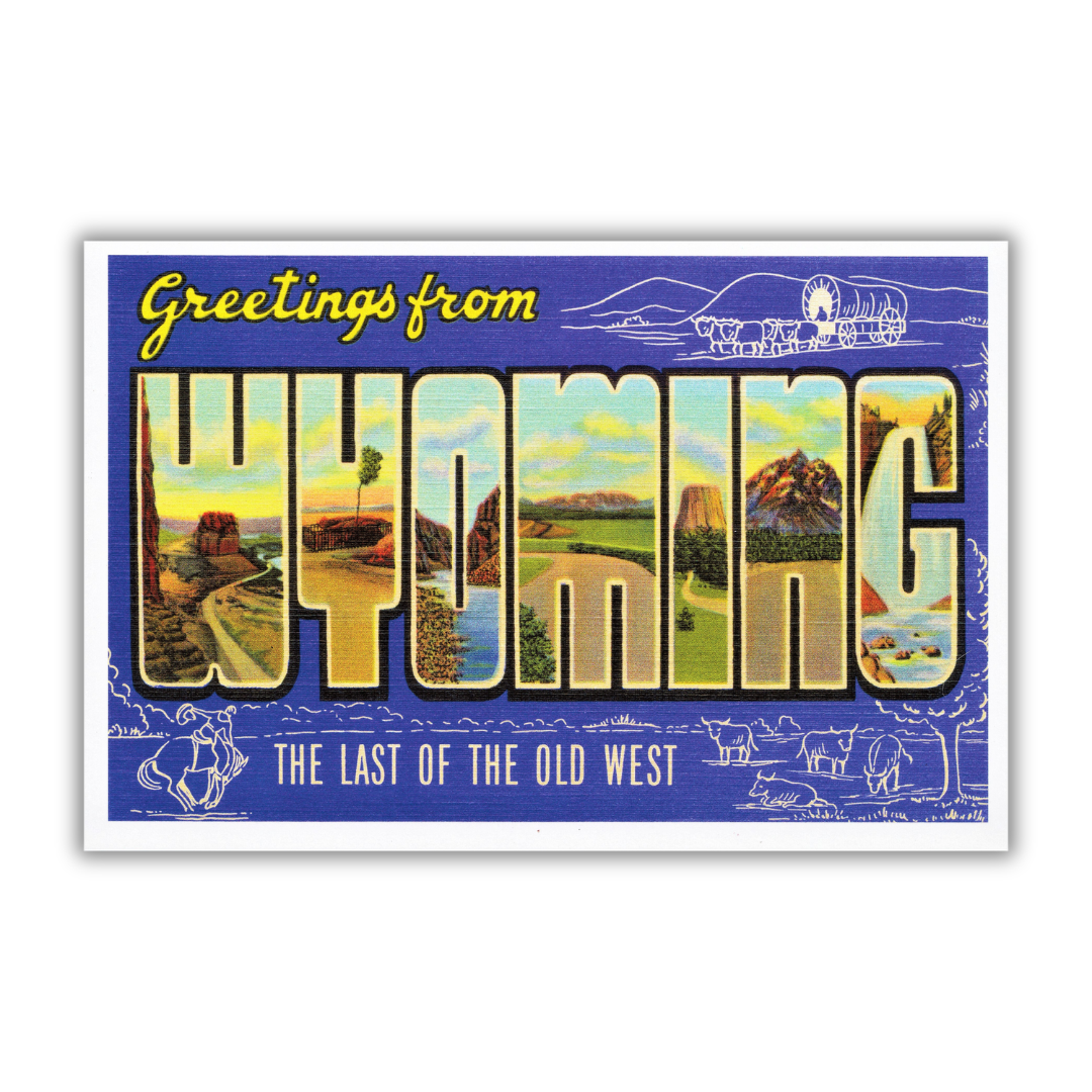 Wyoming Vintage Postcard Vinyl Sticker