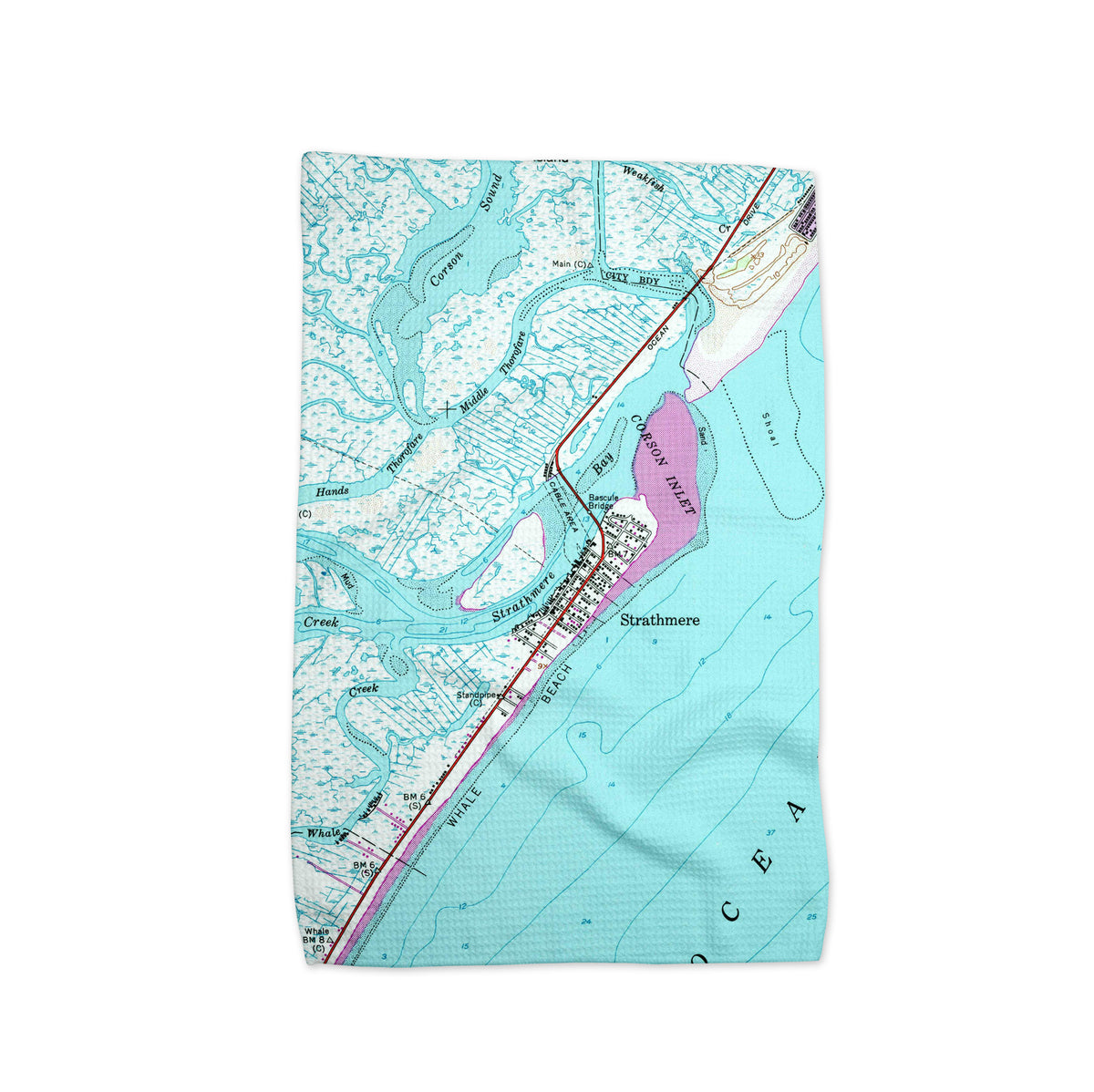Strathmere New Jersey Vintage Map Kitchen Towel