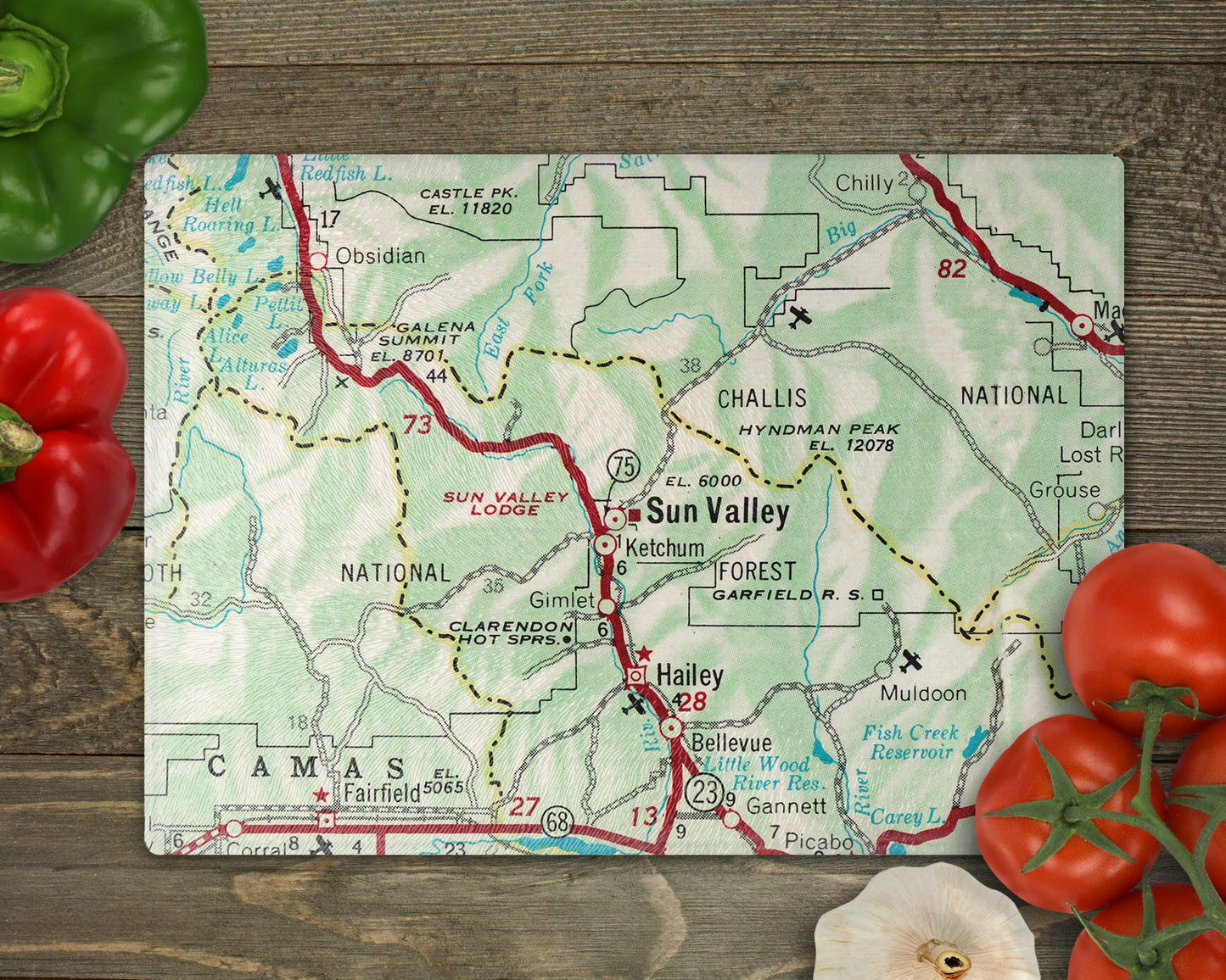 Sun Valley Idaho Map Cutting Board | Travel Gift | Kitchen Decor