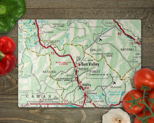 Sun Valley Idaho Map Cutting Board | Travel Gift | Kitchen Decor