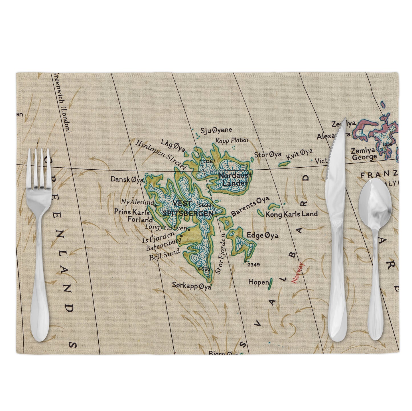Svalbard Vintage Map Placemats Set of 4