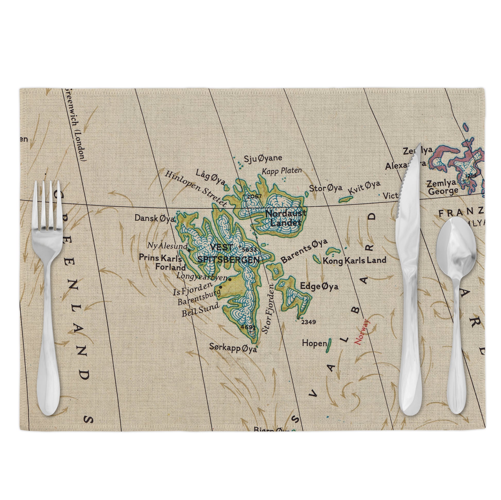 Svalbard Vintage Map Placemats Set of 4