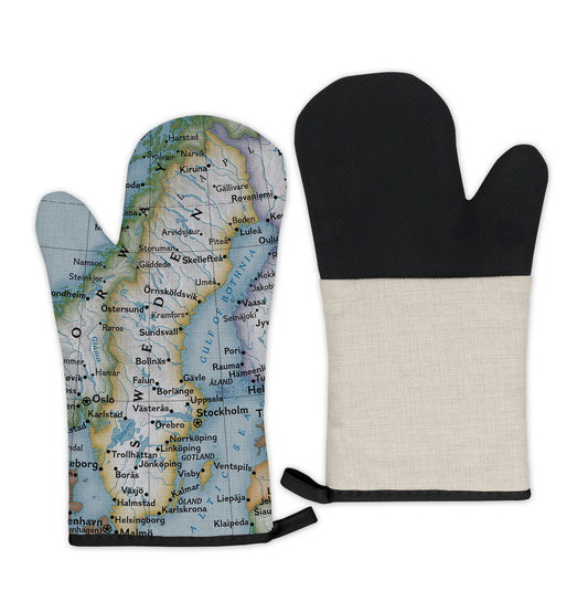 Sweden vintage map oven mitt