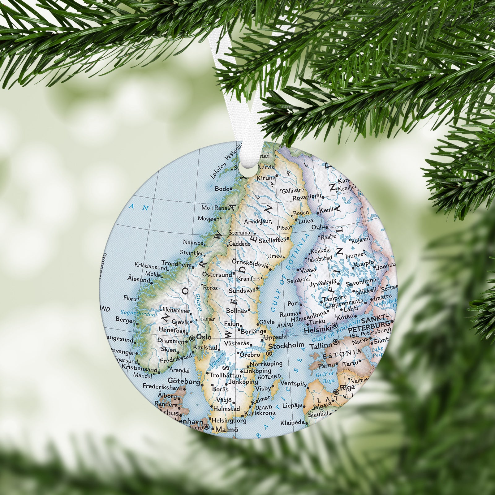Sweden Vintage Map Ornament