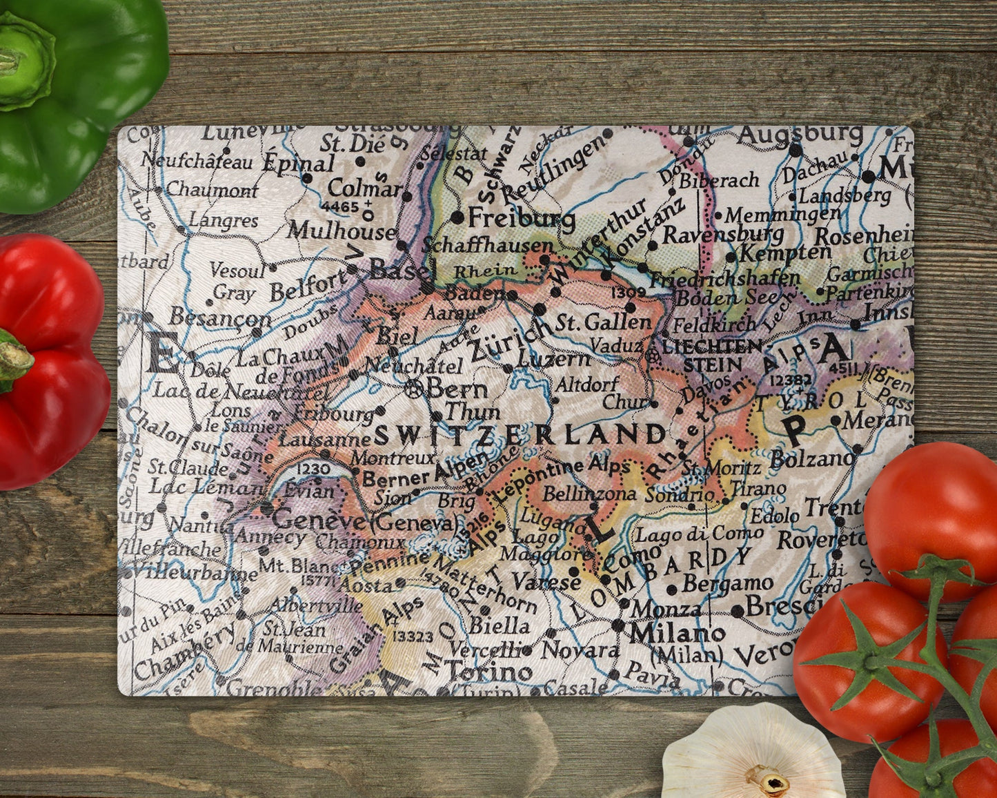 Switzerland Map Cutting Board | Travel Gift | Kitchen Decor