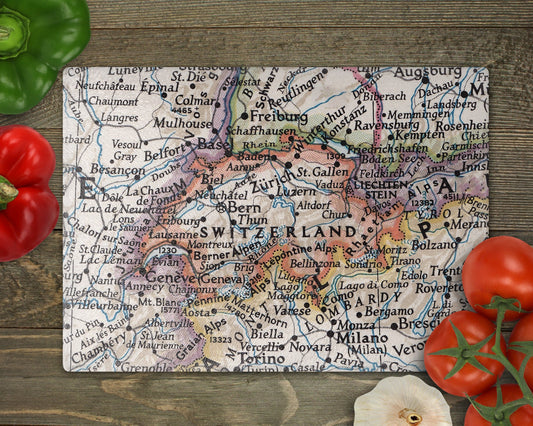 Switzerland Map Cutting Board | Travel Gift | Kitchen Decor
