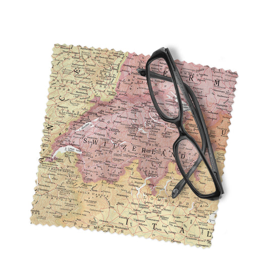 Switzerland Map Lens Cloth | Microfiber Glasses Cleaner | Travel Gift