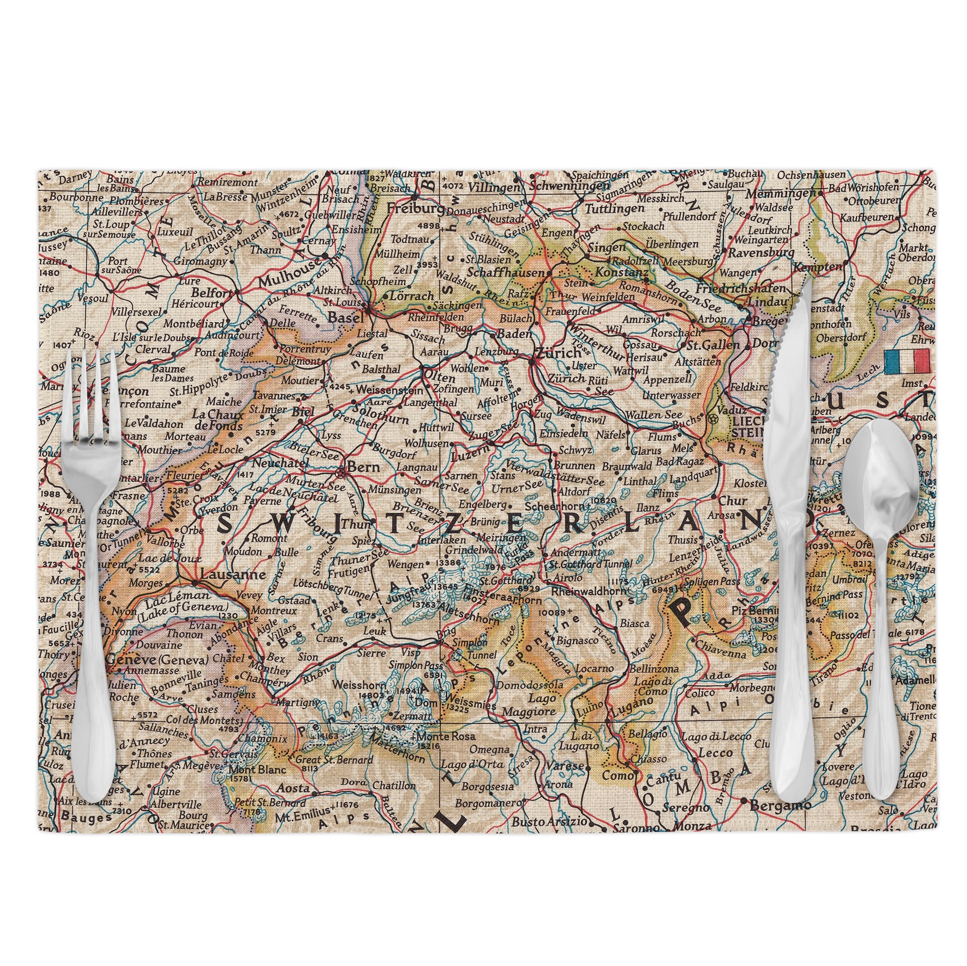 Switzerland Vintage Map Placemats Set of 4
