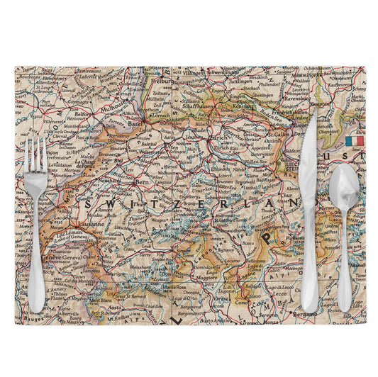 Switzerland Vintage Map Placemats Set of 4