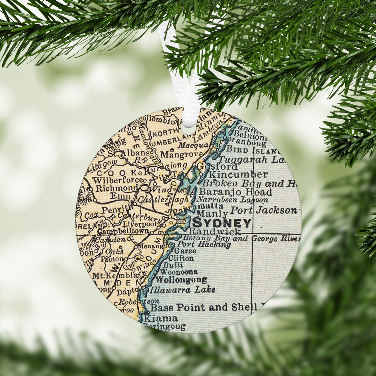 Sydney Australia Vintage Map Ornament