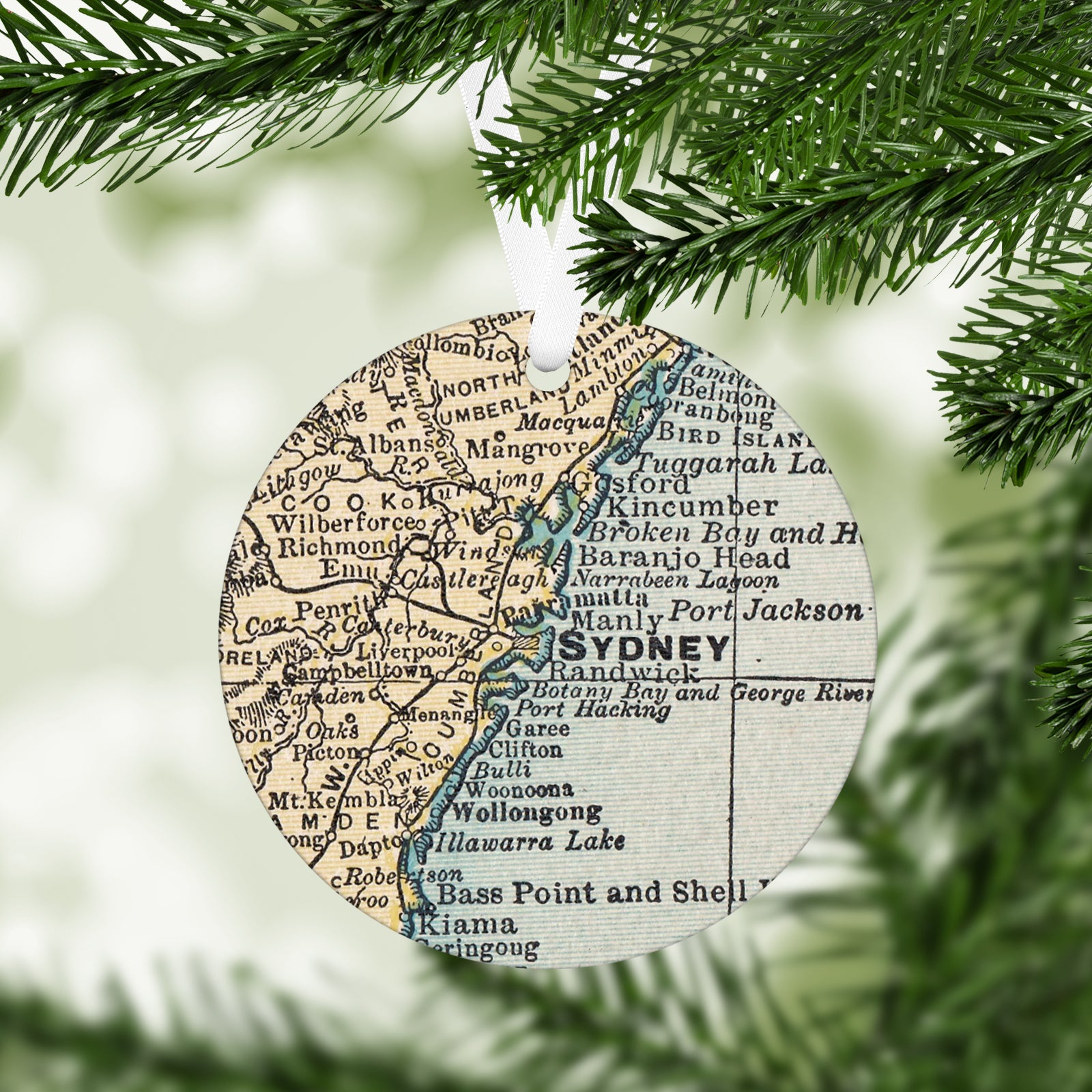 Sydney Australia Vintage Map Ornament