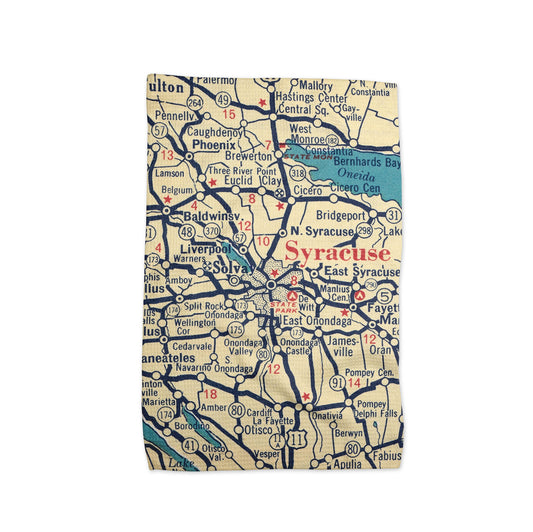 Syracuse New York Vintage Map Kitchen Tea Towel