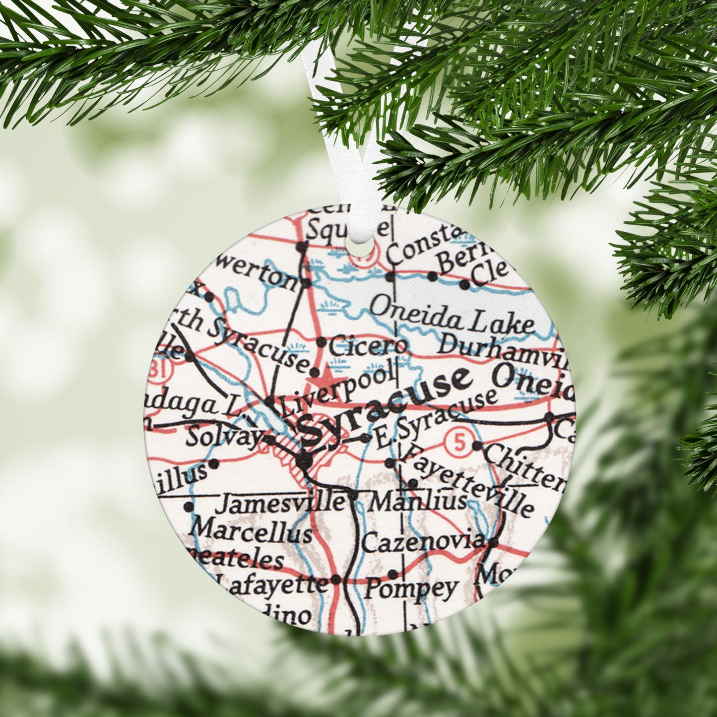 Syracuse New York Vintage Map Ornament