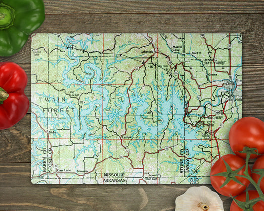 Table Rock Lake Missouri Map Cutting Board | Vintage Table Rock Lake Kitchen Decor | Lake House Functional Art