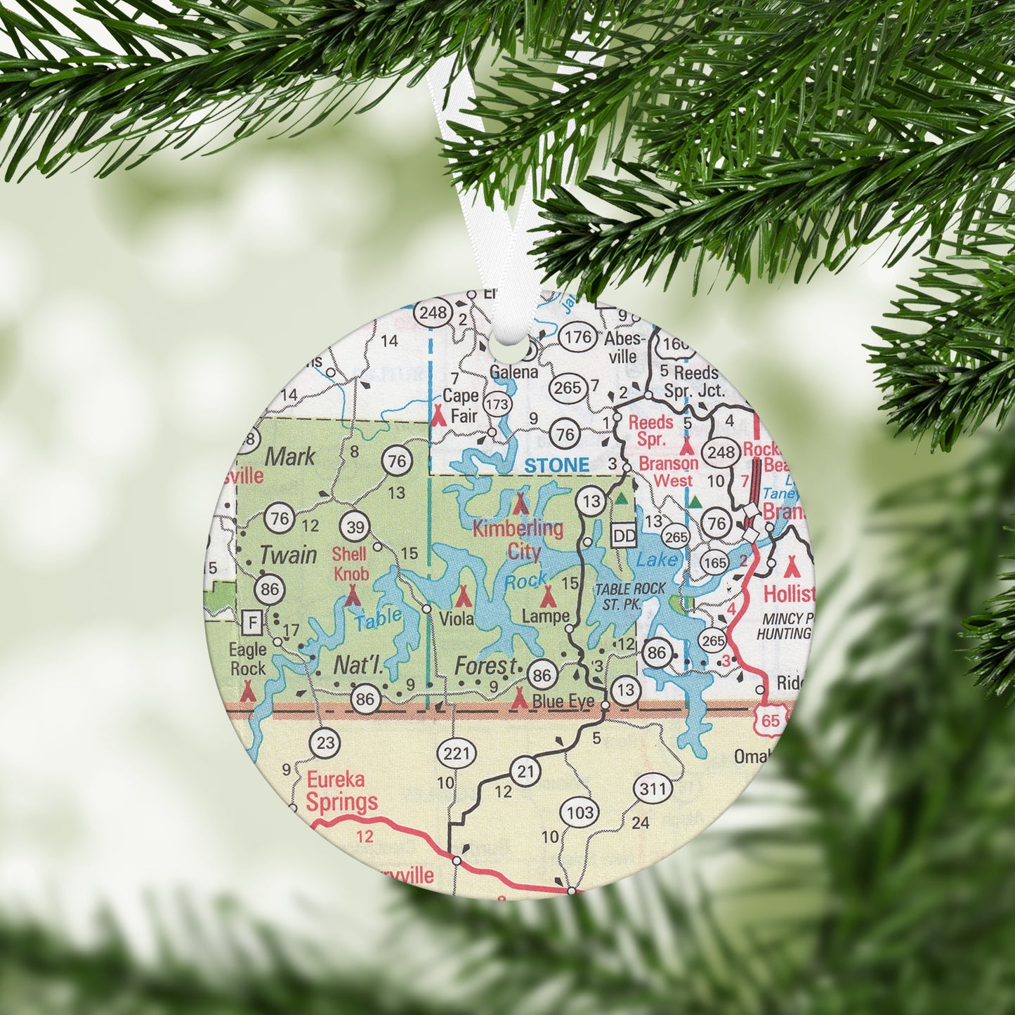 Table Rock Lake Missouri Vintage Map Ornament