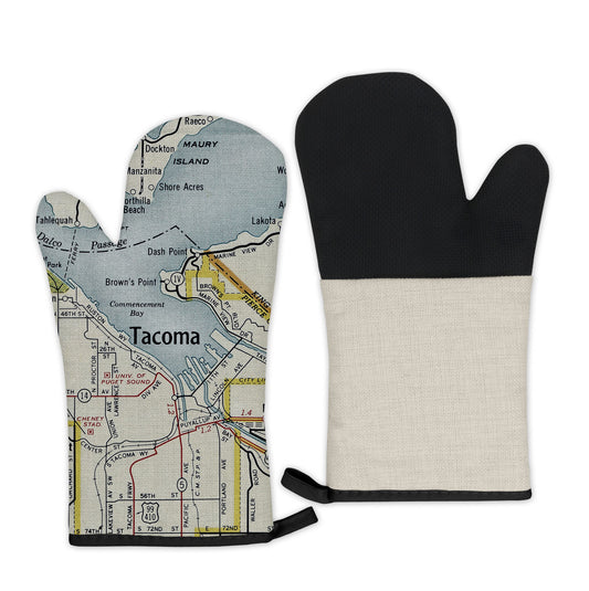 Tacoma, Washington vintage map oven mitt