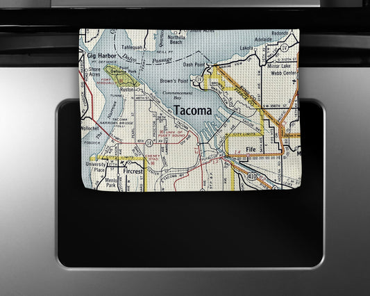 Tacoma Washington Map Tea Towel | Waffle-Weave Kitchen Towel Gift