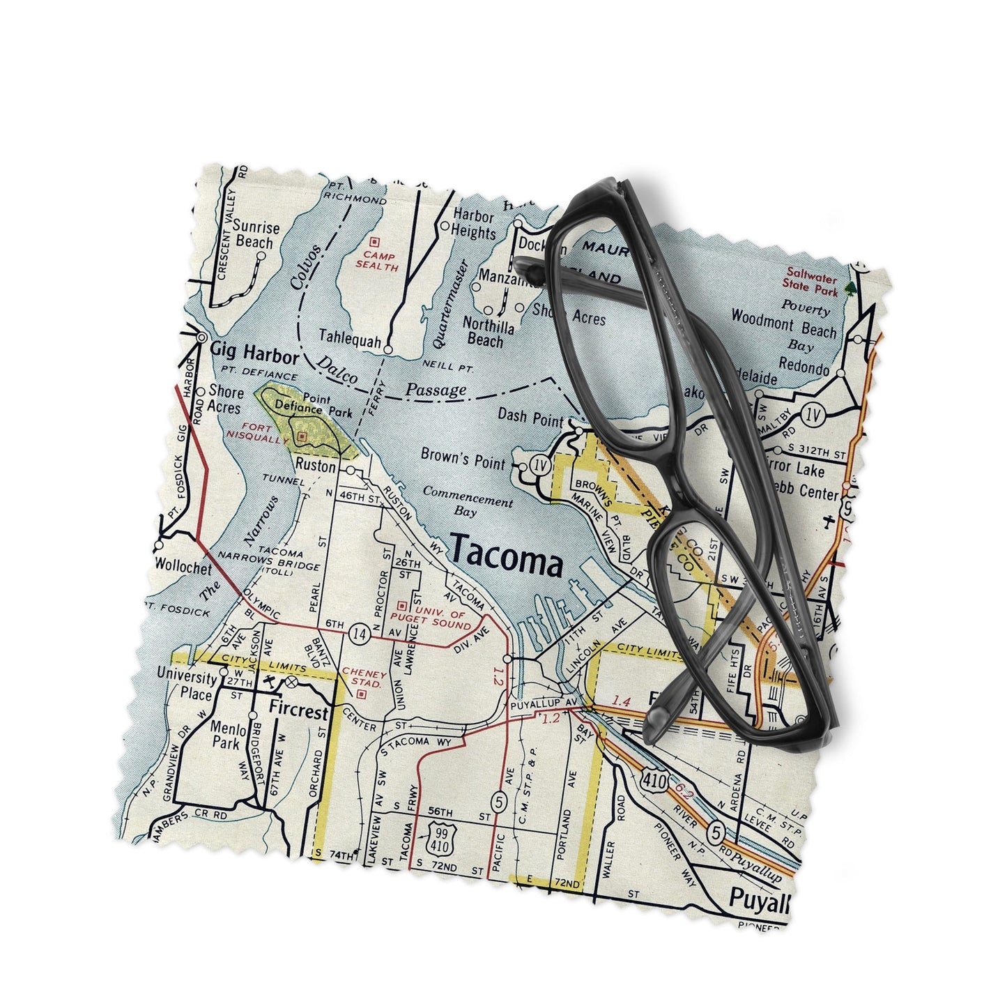Tacoma Washington Map Lens Cloth | Microfiber Glasses Cleaner | Travel Gift