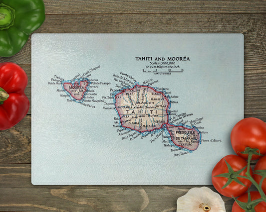 Tahiti Map Cutting Board | Travel Gift | Kitchen Decor