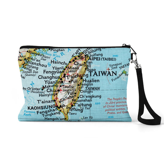 Taiwan map wristlet travel pouch