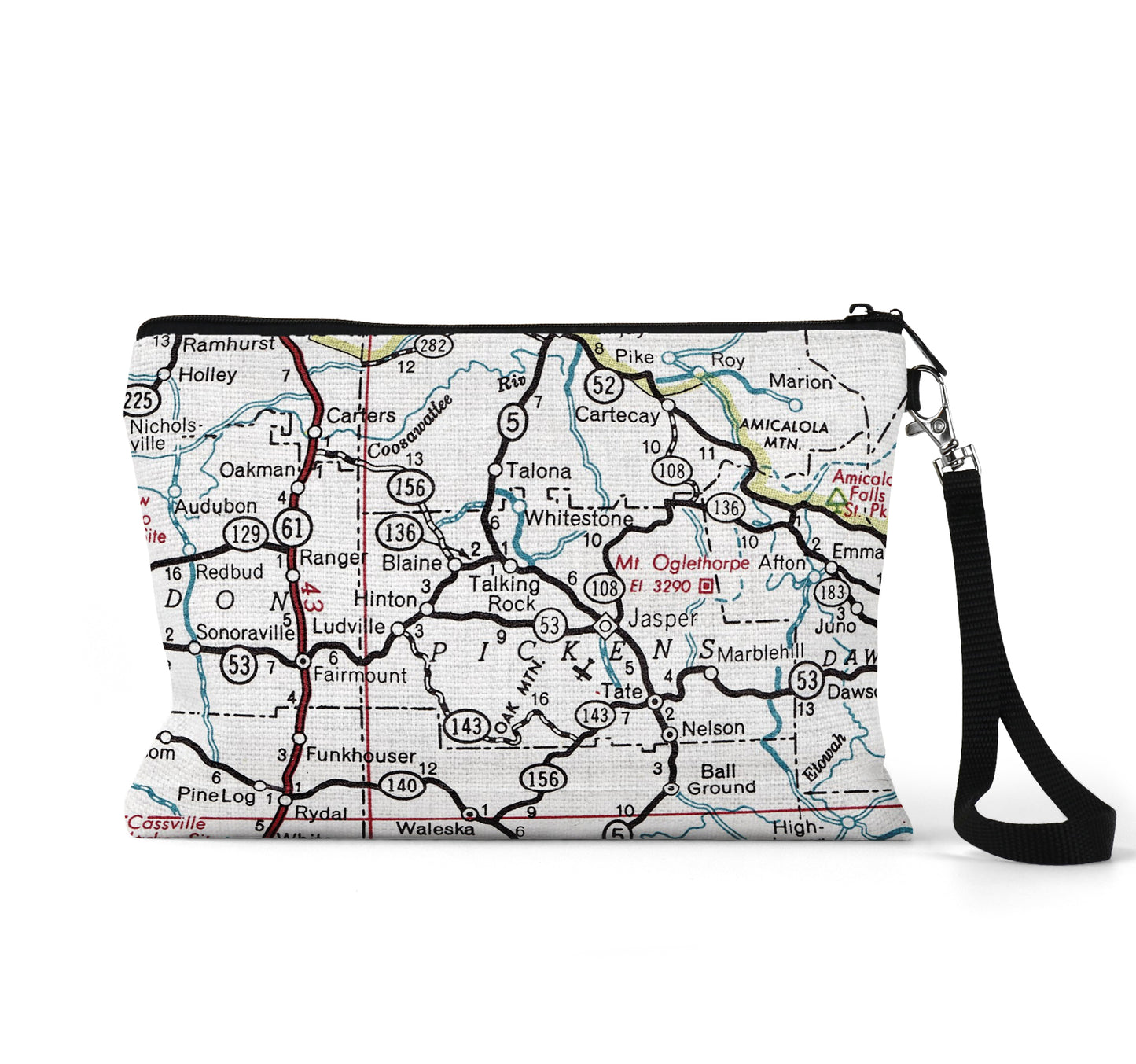 Talking Rock Georgia map wristlet travel pouch