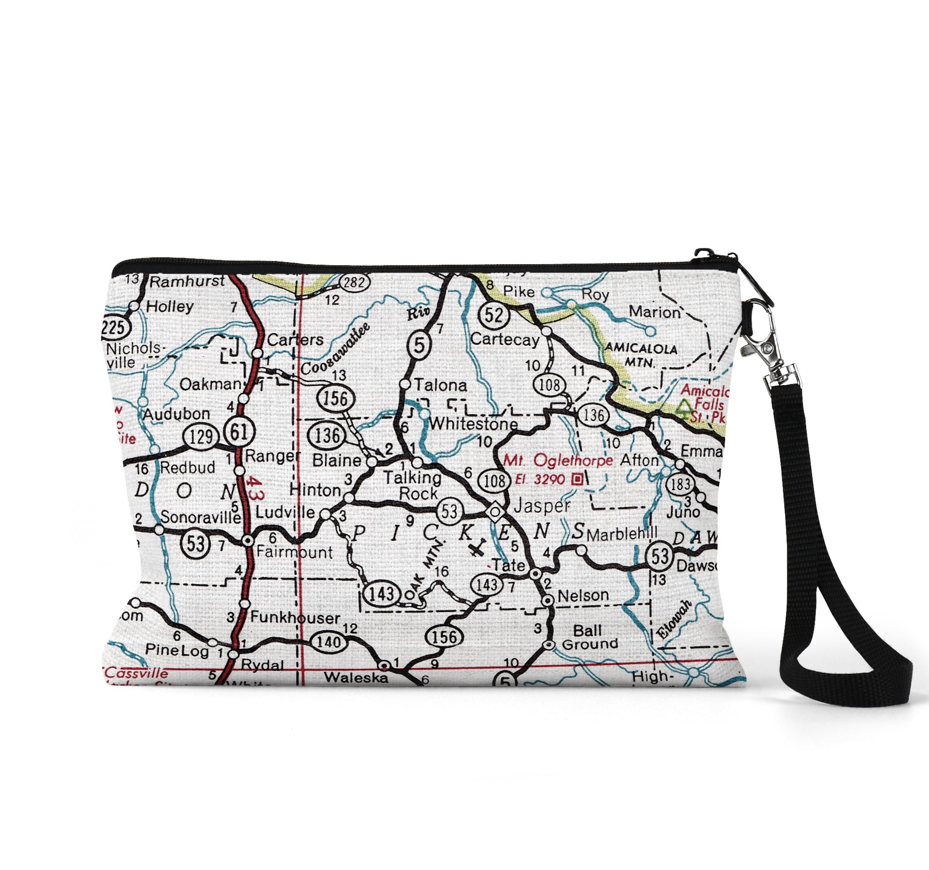 Talking Rock Georgia map wristlet travel pouch